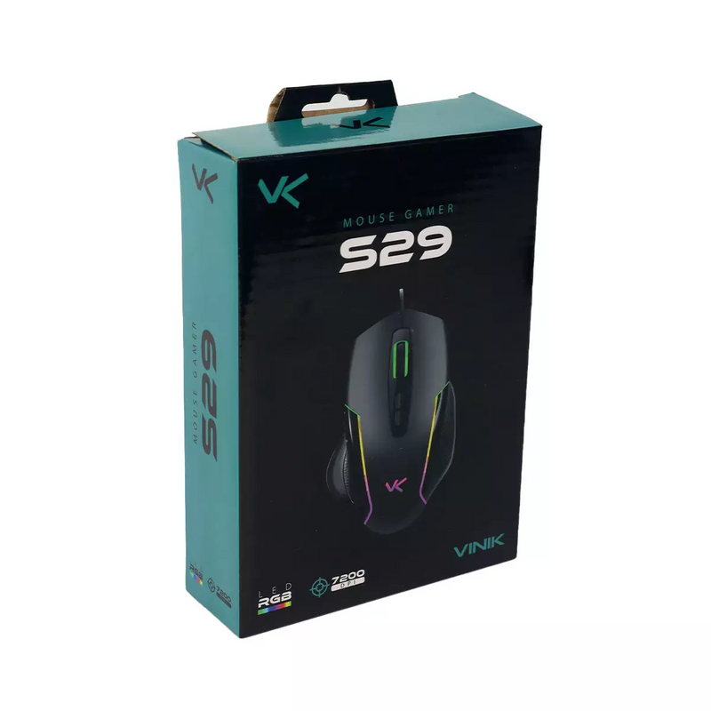 MOUSE GAMER S29 7200 DPI 7 BOTOES LED RGB