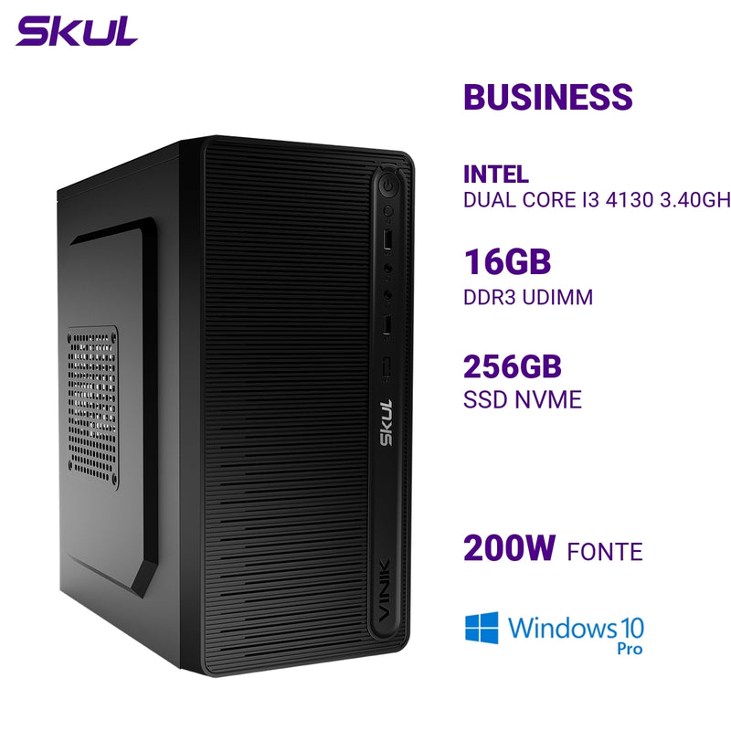 COMPUTADOR B300 DUAL CORE I3 4130 3.40GHZ MEM 16GB DDR3 SSD 256GB NVME FONTE 200W BIVOLT WINDOWS 10 PRO